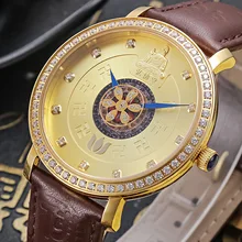 OLMECA Men's Buddha Diamond High-end Watch Belt Sapphire Crystal Stainless Steel 5Bar Waterproof ladies watch Luminous Hands