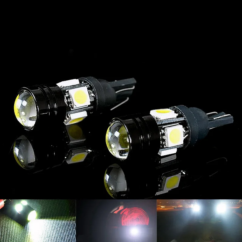 DJSona 2 шт./PackT10 Автомобильный светодиодный светильник 5 Вт-12 В, белый светильник с бифокальными линзами, Лидер продаж