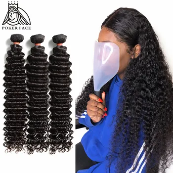 

Poker Face Deep Wave Bundles Deals 1 3 4 Bundles 100% Human Hair Extensions Malaysian Hair 28 30 40 Inch Bundles Non-Remy