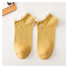 Хлопковые носки с вышивкой маленькой собачки для девочек короткие носки до щиколотки с кружевными цветочками носки с забавными рисунками для девочек возрастом более 8 лет