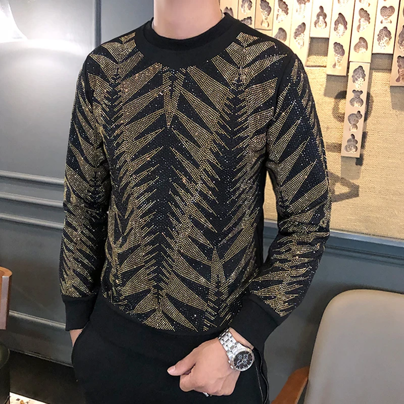 Gold Camiseta Masculina, повседневные мужские футболки, уличная одежда, хип-хоп, панк, Готическая футболка, сценические футболки, рубашка с длинным рукавом, золотое, серебряное, блестящее - Цвет: Gold