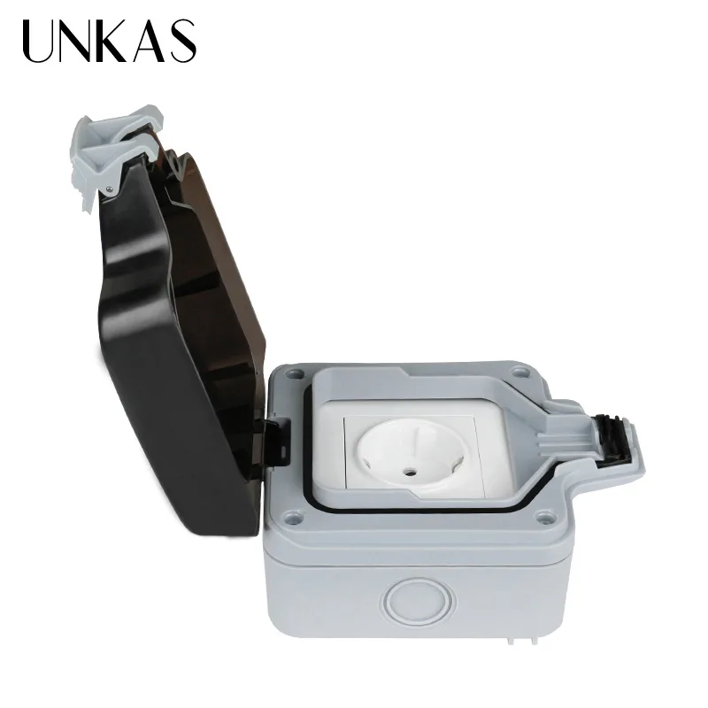 Водонепроницаемая уличная настенная электрическая розетка UNKAS IP66 16 А