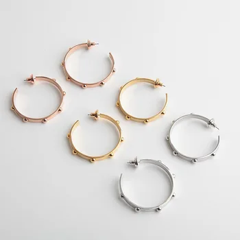 

European and American simple and fashionable large-scale smooth rivet C-type Large Earring three colors