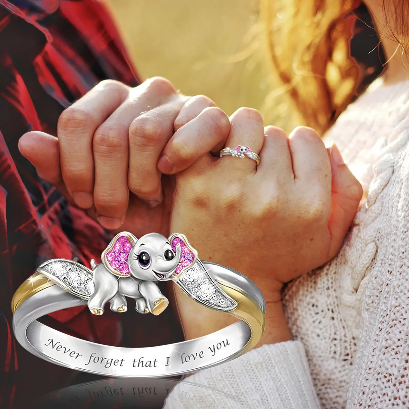 Mother's Day Elephant Cute Rings Women Personality Animal Round Party Ring Jewelry Size 5-10 Bague Acier Inoxydable 2021 1