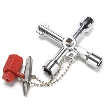 

Multi-function key wrench four-in-one inner triangle four-corner with a head electric control cabinet screen door valve key