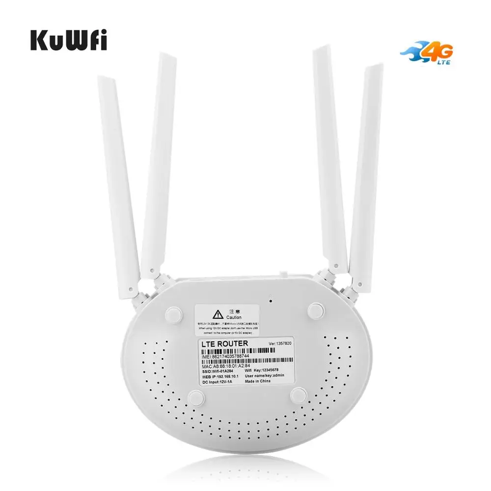 KuWFi 300 Мбит/с 4G LTE CPE Wifi маршрутизатор со слотом для sim-карты, 3G4G беспроводной маршрутизатор с 4 шт внешней антенной до 32 пользователей 4G маршрут... KuWFi 300 Мбит/с 4G LTE CPE Wifi маршрутизатор со слотом для sim-карты, 3G4G беспроводной маршрутизатор с 4 шт внешней антенной до 32 пользователей 4G маршрут...