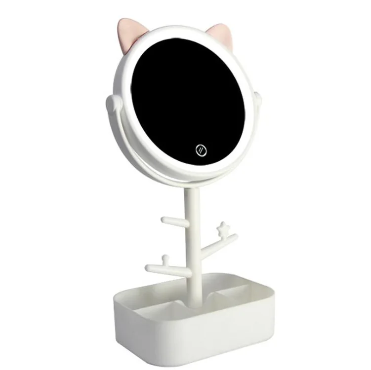 

Amazon Hot Selling LED Make-up Mirror Makeup Lamp New Style Creative Storage Beauty Makeup Light USB Charging Mirror Lamp