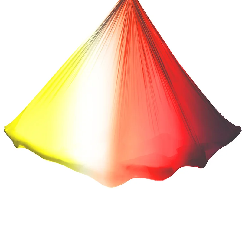 Sun-red color Высокая прочность, низкая эластичность, шелковистые блестящие градиентные цвета, Воздушный Гамак для йоги, для цирковых искусств, воздушный танец, 5 м x 2,8 м, ткань - Цвет: Sun-red color