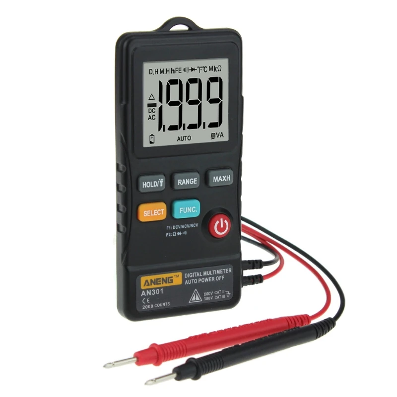 AN301 Digital Mini Multimeter AC DC Voltmeter Voltage Resistance Meter With LED
