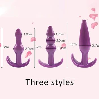 3Pcs/Set Comfortable Silicone Dildo Anal Plug Bead Butt Plug Anus Erotic No Vibrator Sex Toys For Women Women Gode Adult Games 2