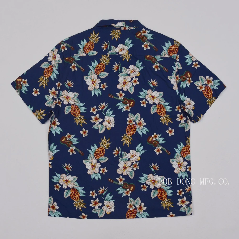 BOB DONG Pineapple Guitar Tropical Short Sleeeved Shirts Unisex Aloha Tee Shirts 5