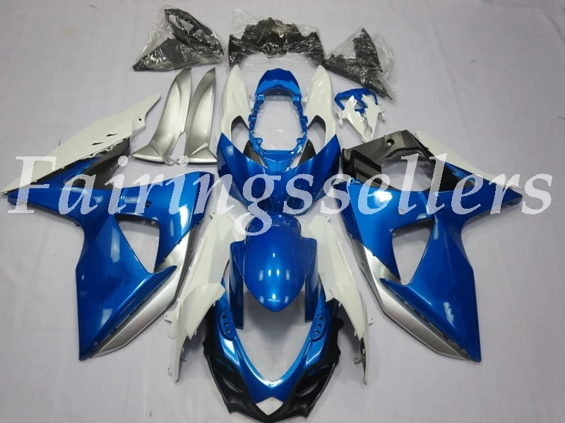 Литье под давлением ABS мотоцикл обтекатели комплект подходит для Suzuki GSX-R1000 09 10 11 12 13 14 15 16 Обтекатели Полный глянцевый черный - Цвет: Blue white Silver