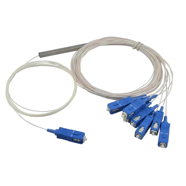 

10PCS1x8 PLC Fiber Splitter, Mini Module, 900um, SC/UPC Optical Coupler SC Singlemode simplex Steel Pipe plc optical splitter