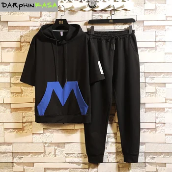 

Men's tracksuit Men's set men wear Men's clothing Ropa Casual Print Cotton Sweatshirt Two Piece suit T-Shirts+Trousers