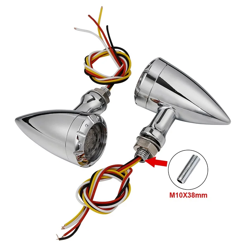Мотоцикл пара мм 10 мм черный/светодио дный хром светодиодный тормоз мигалка свет поворотов для Harley Cruiser Chopper Световые индикаторы