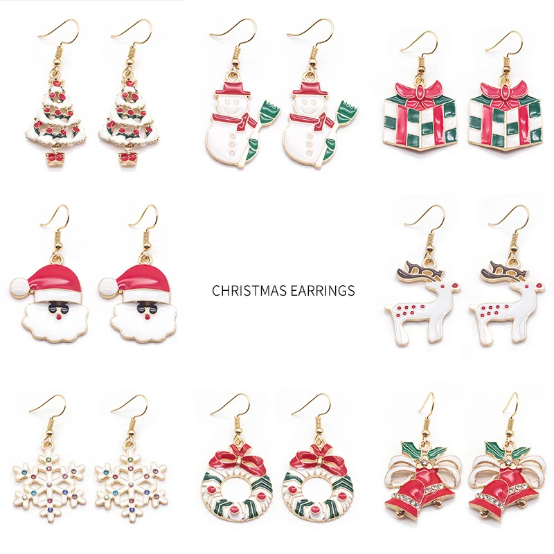 

Santa Claus Christmas Earrings Snowman Deer Bell Christmas Tree Ear Jewelry Accessories Lovely Xmas Gifts for Women Girls