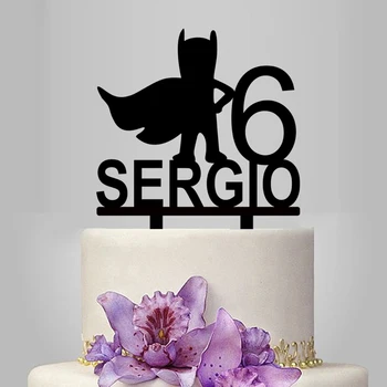 

1 Piece 8 Colors Personalized Name Age Cartoon Superman Acrylic Cake Topper For Kids Birthday Party Cake Decoration YC090