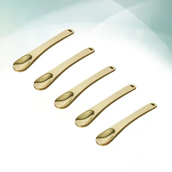 

5pcs Mini Makeup Spoon Metal Makeup Spatula Beauty Scoop for Facial Cosmetic Face Mask (Golden)