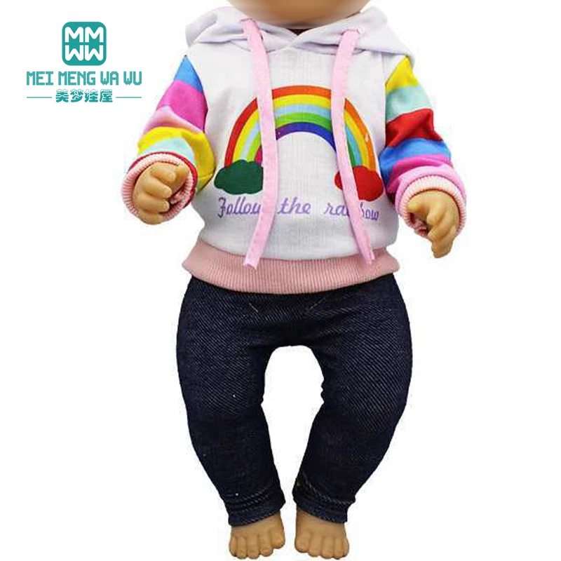 Doll Clothes Born Baby Fit 18 inch 40-43cm Striped T-shirt pink strap pants American doll OG girl's gift doll clothes