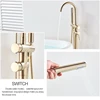 Senlesen Brushed Gold Bathroom Shower Flooring Standing Faucet Floor Mount Bathtub Shower Faucet Brass Dual Handle Tub Mixer Tap 4