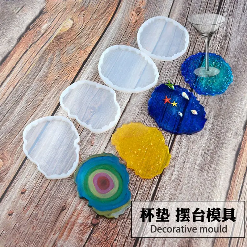 DIY Кристалл эпоксидной формы нерегулярные подстаканник чашки Pad Плесень ручной работы смолы формы 87HB