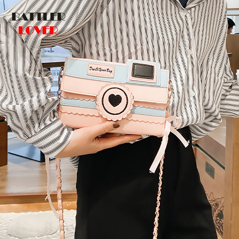 Pink Dream Camera Styling Embroidery Fashion Women Purses and Handbags Shoulder Chain Bag Crossbody Bag Ladies Clutch Bag Bolsa
