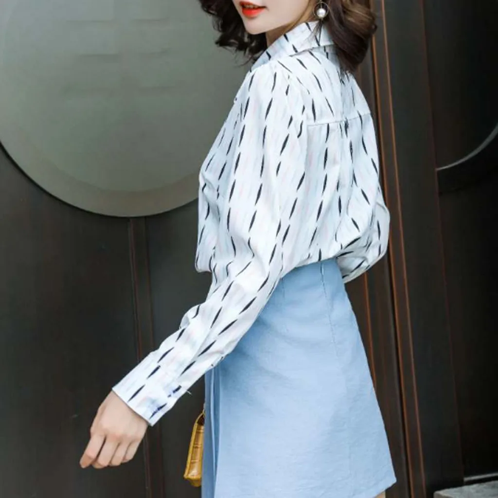 Poleras mujer de moda, camiseta mujer, футболка, женские полосатые топы с бантом, тонкая свободная футболка с длинным рукавом, женская рубашка