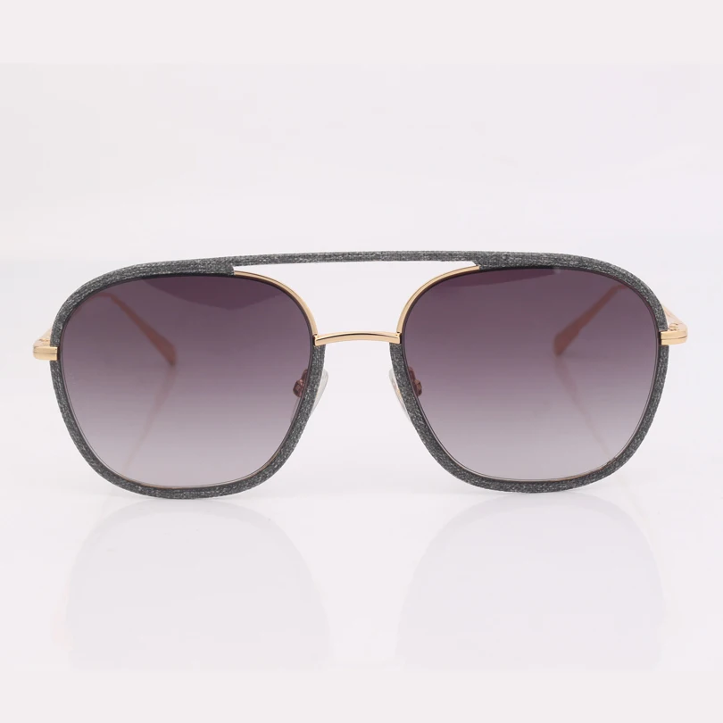 

High quality double bridge women sunglasses metal frame with Denim