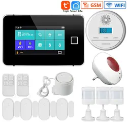 Tuya Smart Home Security Alarm System 433MHz WiFi GSM Burglar System Fingerprint Arming Connected to Alexa And Google Assistant