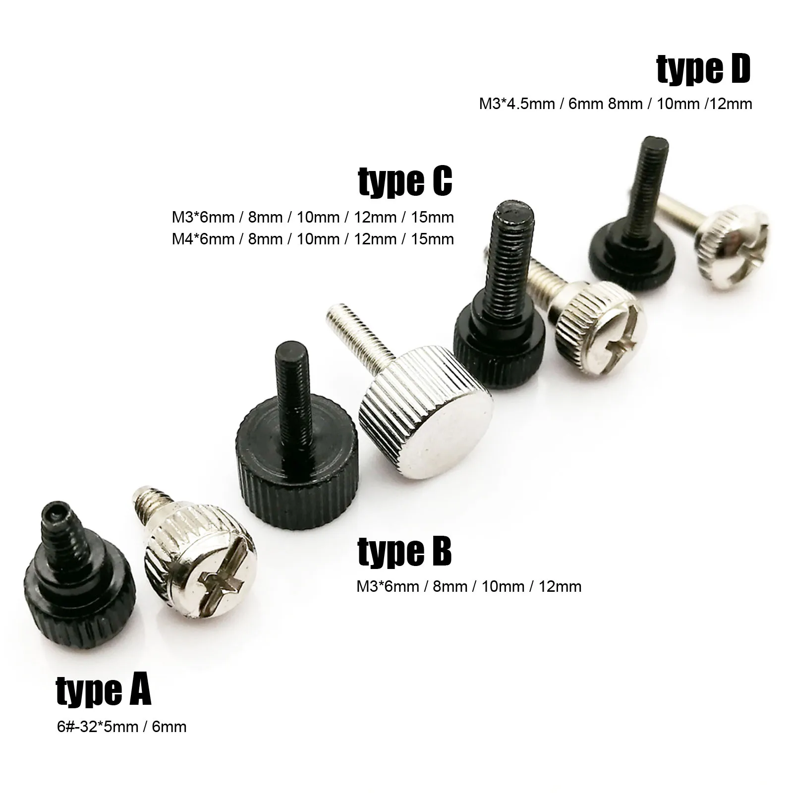 10Pcs 6#-32*5 Hand Tighten Toolless Phillips&Slotted PC Case Thumb Screw M3.5 