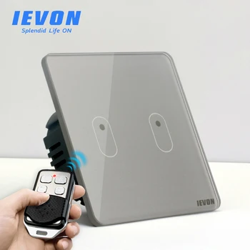 

IEVON 80 type Wireless wall switch light switch, 130-240V RF433 Tempered Glass Panel smart 2 gang wall light touch switch