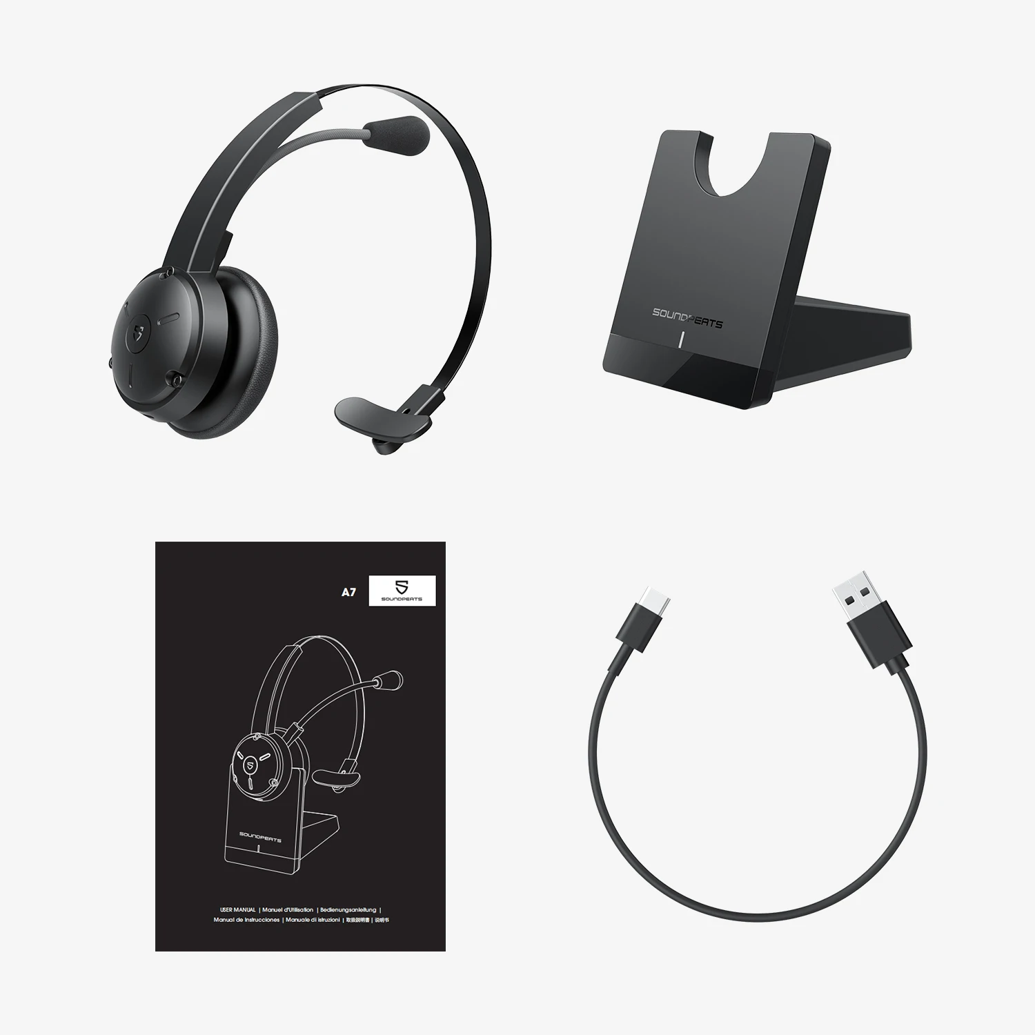 Travieso Gasto Cumplir Soundpeats-auriculares inalámbricos A7 con Bluetooth, cascos con micrófono  y cancelación de ruido, Base de carga para oficina y exteriores, 30H de  tiempo de conversación _ - AliExpress Mobile