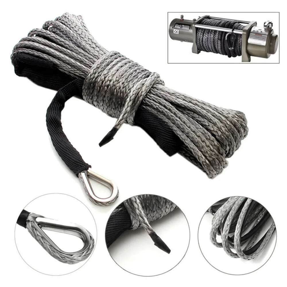 Light Weight Winch Rope High Strength With Sheath Gray Motorcycles