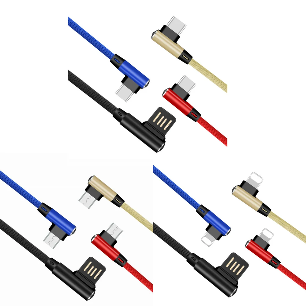 Type C USB 2.4A 2A Быстрый зарядный кабель Usb 90 градусов L type-c шнур данных зарядное устройство USB-c для samsung Xiaomi huawei p20 p30 mate20
