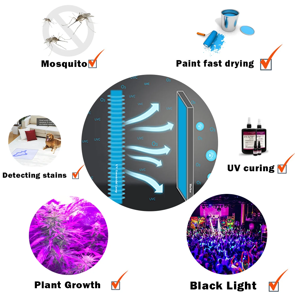 365nm стерилизация защиты глаз Светодиодный УФ черный светильник вечерние краски флуоресцентный плакат отверждения Хэллоуин детектор ультрафиолетовая лампа
