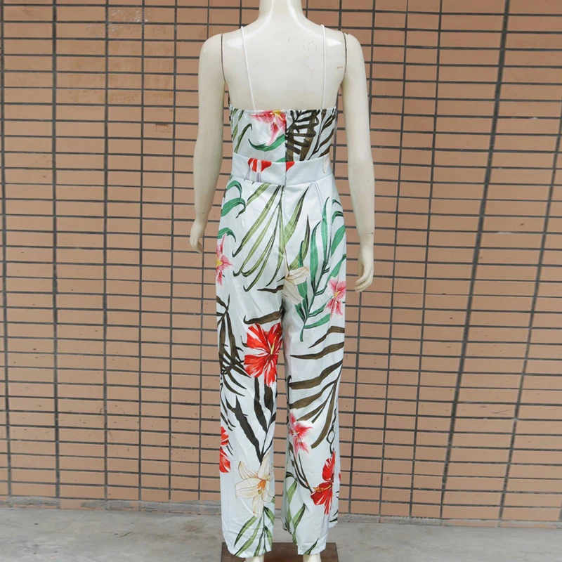 Women Floral Printed Summer Boho Beach Jumpsuit Sleeveless Casual Long Wide Leg Overalls Elegant Chic Streetwear Women Floral Printed Summer Boho Beach Jumpsuit Sleeveless Casual Long Wide Leg Overalls Elegant Chic Streetwear