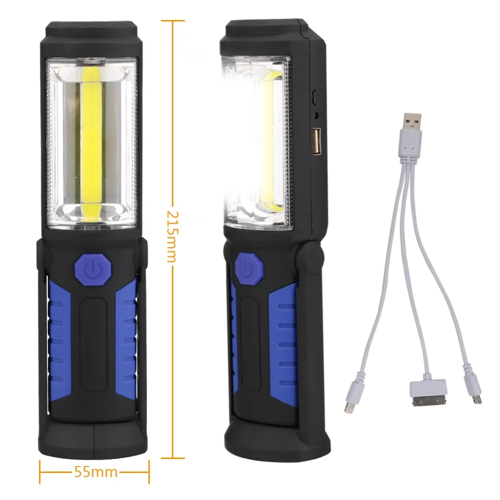 Портативный USB Перезаряжаемый COB ночной Светильник вспышка светильник светодиодный фонарь рабочий светильник лампа для кемпинга со встроенным аккумулятором магнитный крючок