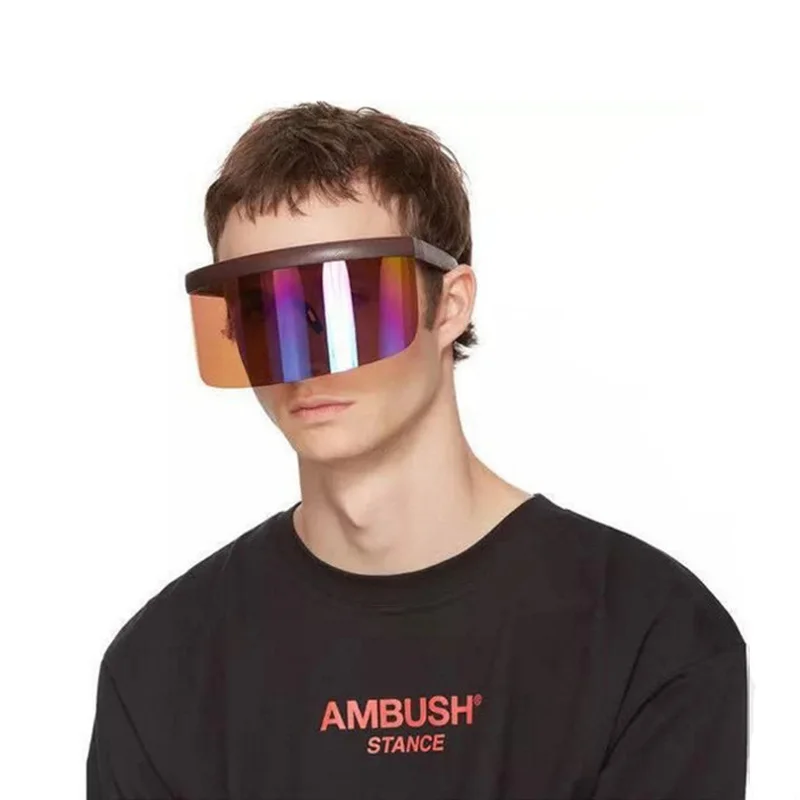 

New Oversized Exaggerated Cycling Face Shield Mask Cover Visor Goggles Wrap Large Mirror SunGlasses Half Guard Equipment