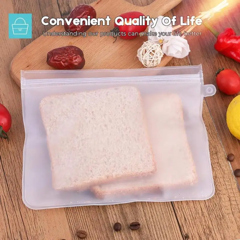 7/10 PCS Reusable Food Storage Bags Leakproof Kitchen Snacks Storage Organizer Freezer Bag Lunch Bag for Food Storage