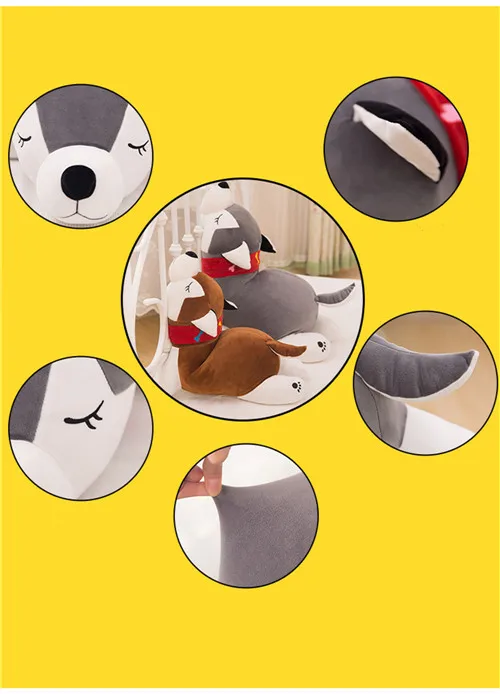 Fancytrader 51'' Giant Stuffed Husky Dog Hugging Pillow Toy Big Stuffed Animal Lying Husky Dog Toy Kids Gift 130cm 2 Colors (15)