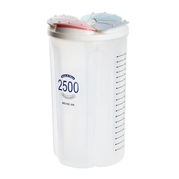 

TOP!-Kitchen Grain Storage Box Transparent Plastic Compartment Bucket Sealed Grain Food Storage Box Jar