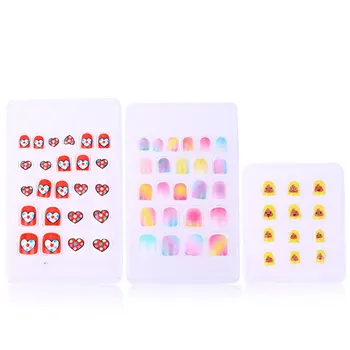

60PCS Manicure Patch Delicate Nail Art Sticker Lovely False Nail Tip Kit Creative Nail Decals for Girls Kids Nail Decor (24PCS H