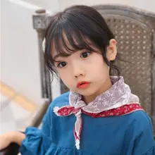 Детские кружевные шарфы для маленьких девочек, треугольный шарф с цветочным принтом, шейный платок, головной платок