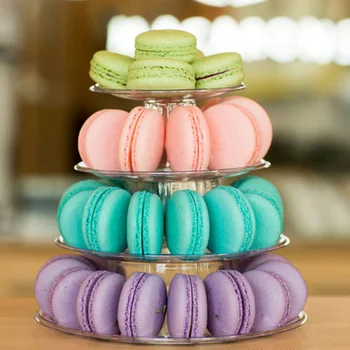 

4 Tiers Round Macaron Tower Stand Macaroons Display Rack Holder Baby Shower