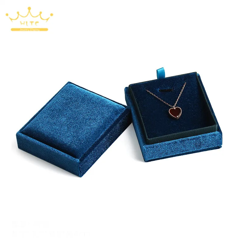 Blue Pendant Box Вельветовая шкатулка для ювелирных изделий, высокое качество, креативная Подарочная коробка для кольца, ожерелья, кольца, подвеска, упаковочная коробка, бархатный контейнер - Цвет: Blue Pendant Box
