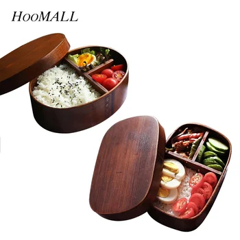 

1Layer 3Grids Wood Lunch Box Picnic Portable Kids Students Bento Boxes Japanese Style Food Container Kitchen Supplies