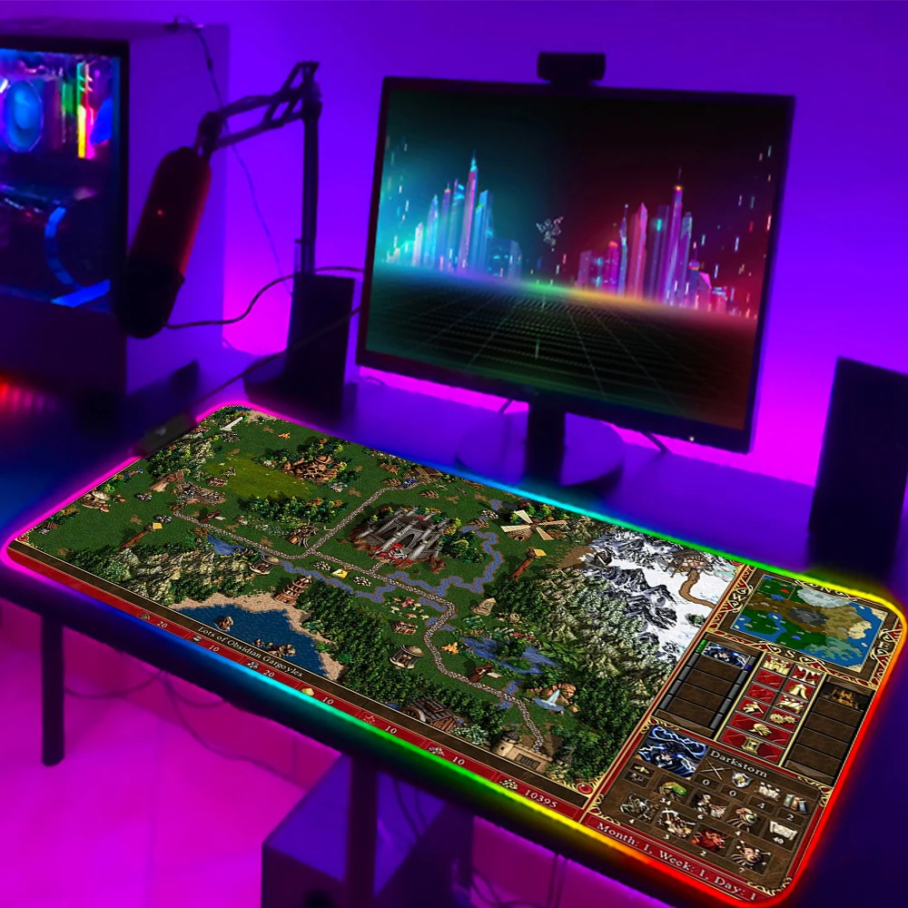 

Led Carpet Anime Mousepad Rgb Heroes of Might and Magic 3 Mat for Office Table Extended XXL Mouse Pad Desk Mat Desktop Computer