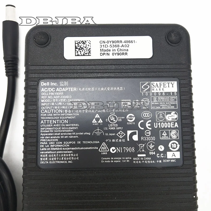 Подлинный 330 Вт блок питания 19,5 в 16.9A 7,4*5,0 мм ADP-330AB D адаптер для ноутбука Dell Alienware игровой Notbook AC зарядное устройство