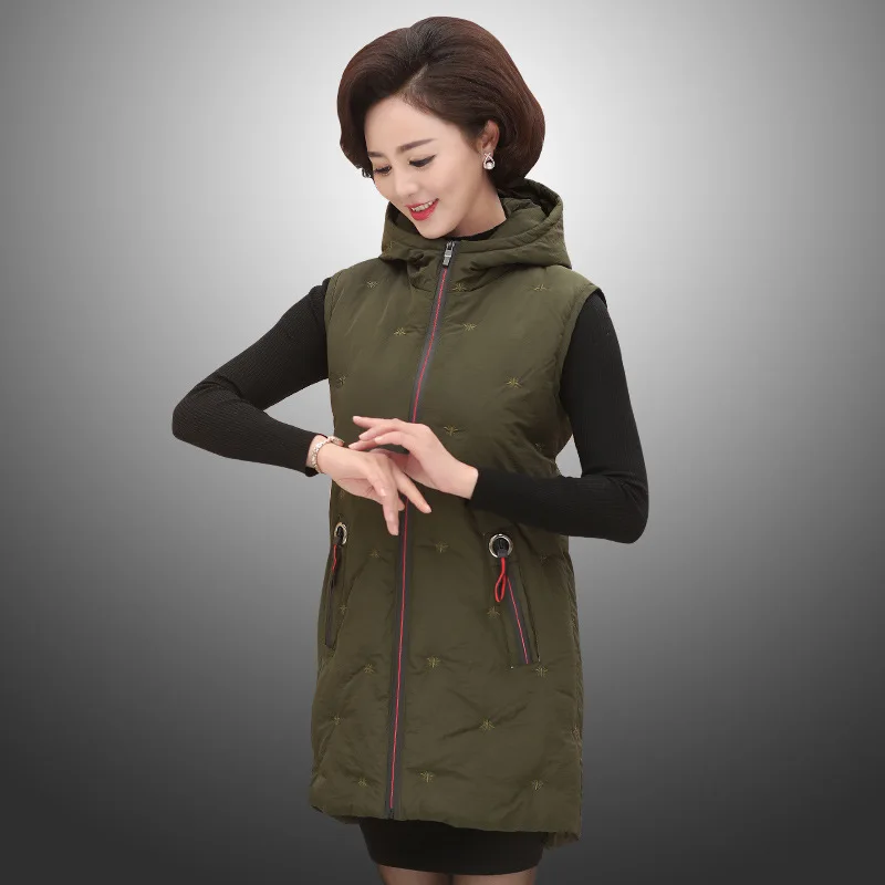 

Middle-aged WOMEN'S Apparels Mid-length Waistcoat down Jacket Cotton-padded Clothes 40-Year-Old 50 Mom Fall And Winter Clothes V