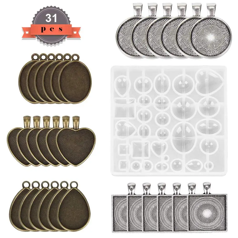

31Pcs/Pack Silicone Casting Mold Cake Molds Set DIY Resin Epoxy Pendant Time Gem Jewelry Decoration Craft Making Tool